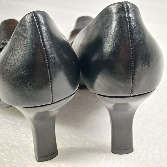 Antonio Melani Vero Cuoio Black Leather Pumps 4" Heel Made in Italy Size 8.5 VG - Picture 11 of 14